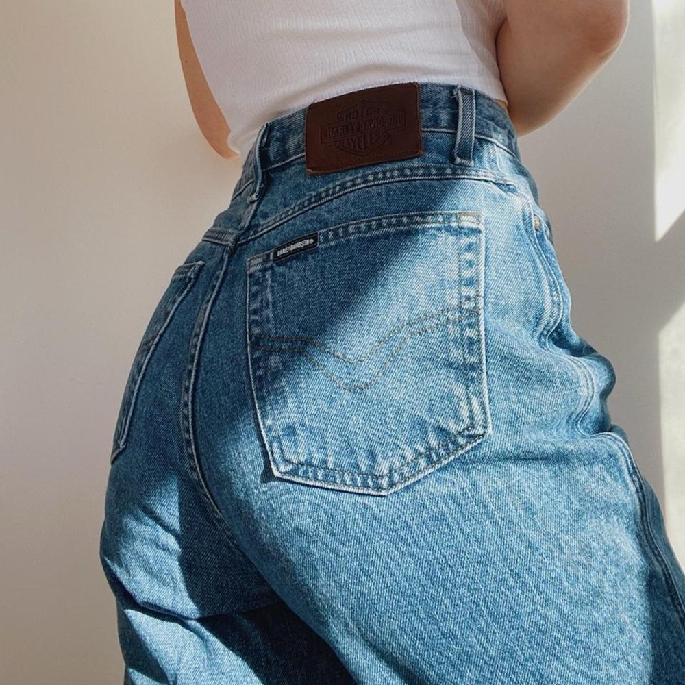 Vintage Harley Davidson High Waisted Tapered Jeans Size 12